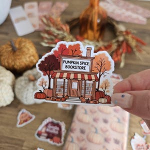 Pumpkin Spice Buchladen Kindle Aufkleber: Herbstlaub Decor