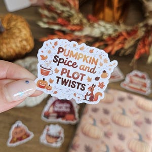 Pumpkin Spice and Plot Twists Kindle Sticker: Autumn Book Lover Accessory