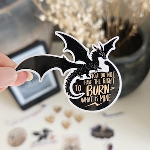 Fourth Wing kindle sticker | Tairn  & Violet Sorrengail 'you do not have the right to burn what is mine'' | Romantasy reader accessory