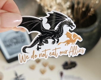 Pegatina inspirada en Fourth Wing / No nos comemos a nuestros aliados / Calcomanía de dragón de Tairn y Andarna