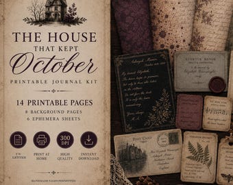 Gothic Victorian Junk Journal Kit, Dark Academia Ephemera (Digital Download) The House That Kept October