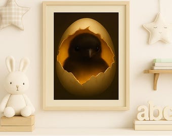 Lámina de polluelo de cuervo estilo Dark Academia – Arte mural gótico para habitación infantil (Descarga digital)