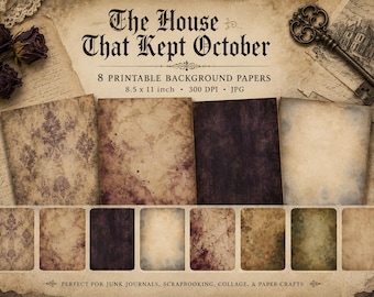Gothic Victorian Junk Journal Background Papers: Dark Academia (Digital Download) 8 Pages