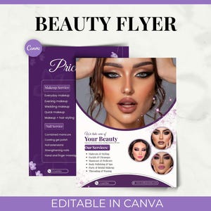 Editable Beauty Salon Flyer Template: Hair, Nail, Lash Promotion (Canva Digital Download)