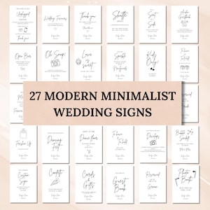 Modern Minimalist Wedding Sign Bundle, Wedding Signage Bundle, Editable Wedding Signs, Canva Template, 27 Wedding Signs Set
