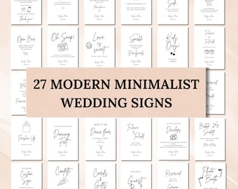 Modern Minimalist Wedding Sign Bundle, Wedding Signage Bundle, Editable Wedding Signs, Canva Template, 27 Wedding Signs Set