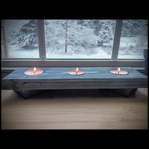 Wood Linear Centerpiece Tealight Candle Holder, 3 Tealight Design, Pine Candle Holder, Farmhouse Candle Holder, Wood Mantle Candle Holder