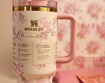 Stanley 40 oz Floral Pink Tumbler | Atlantic Coastal Cottage Style | Love Shack Fancy Inspired