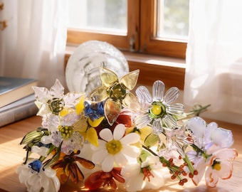 Handmade Glass Birth Flower – Forever Birth Month Bloom, Personalized Keepsake Gift for Mom, Memorial &Home Decor, Wedding Centerpiece