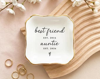 Gepersonaliseerd sieradenbakje voor beste vriendin tot tante, ringbakje met eigen geboortejaar, cadeau voor tante, aandenken voor de zwangerschapsaankondiging van je beste vriendin