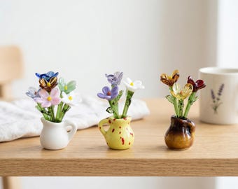 Mini jarrón magnético con flor de cristal, jarrón magnético para nevera y flor del mes de nacimiento, regalo para mamá, regalo para profesora, regalo para mejores amigas, regalo de inauguración de casa