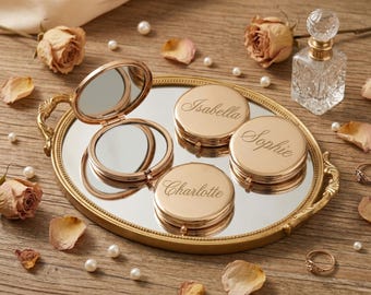 Personalized Makeup Mirror,Bridesmaids Gifts Mirror,Custom Bridal Shower Gift,Engraved Round Pocket Makeup Mirror,Birthday Gift,Gift For Mom