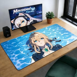 Elegant Anime Girl Custom Mouse Pad | Anime Gaming Desk Mat | Personalized Large Mousepad for Office & PC Setup | Gift for Anime Fans