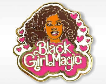 Barb Black Girl Magic Enamel Lapel Pin, pink, doll, laser cut, kawaii, BGM, lapel pin enamel pin