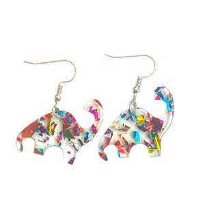 Dinosaur Triceratops Triceratops Stegosaurus T-Rex Confetti Earrings