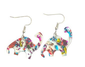 Dinosaur Triceratops Triceratops Stegosaurus T-Rex Confetti Earrings