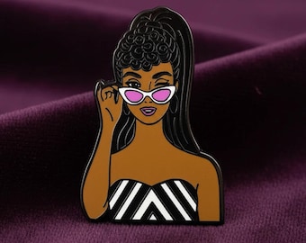 African American Doll Accessories Jewelry, Retro Enamel Lapel Pin for Women, Vintage Style Swimsuit Fashion Girl Brooch Badge