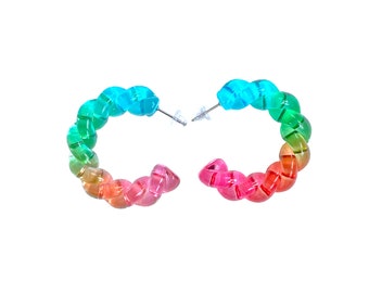 Candy Rainbow Hoop Dangle Earrings