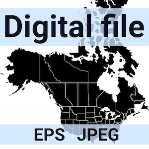 USA and Canada Vector Map – Digital Download with State & Province Outlines
