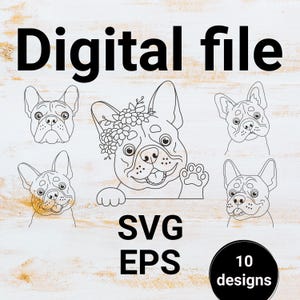Cute French Bulldog Vector Bundle – Adorable Cartoon Dog Outlines for Prints & Engraving
