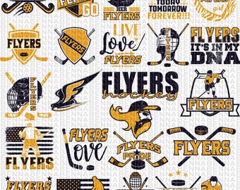 24 archivos, volantes, volantes SVG, volantes PNG, volantes Go SVG, volantes Love SVG, equipo de hockey, hockey Flyers, archivo en capas, descarga instantánea, imágenes prediseñadas, Cricut