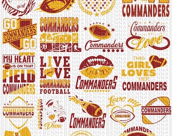 20 ファイル、Commanders バンドル、Commanders svg、Commanders png、T シャツ、クリップ アート、Cricut、レイヤー ファイル、インスタント ダウンロード、Go Commanders、Love Commanders