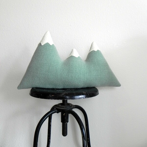 LAST ONE  -- the Sisters - mint green wool mountain range pillow