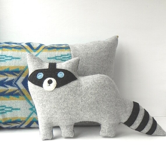 Items similar to the Raccoon woolen raccoon pillow MADE TO ORDER on Etsy