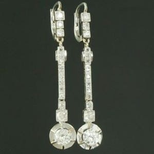 Old European Cut Moissanite Diamond Wedding Earring, Art Deco Drop Dangle Earring, Vintage Style Lever Back Drop Earring, Edwardian Earring