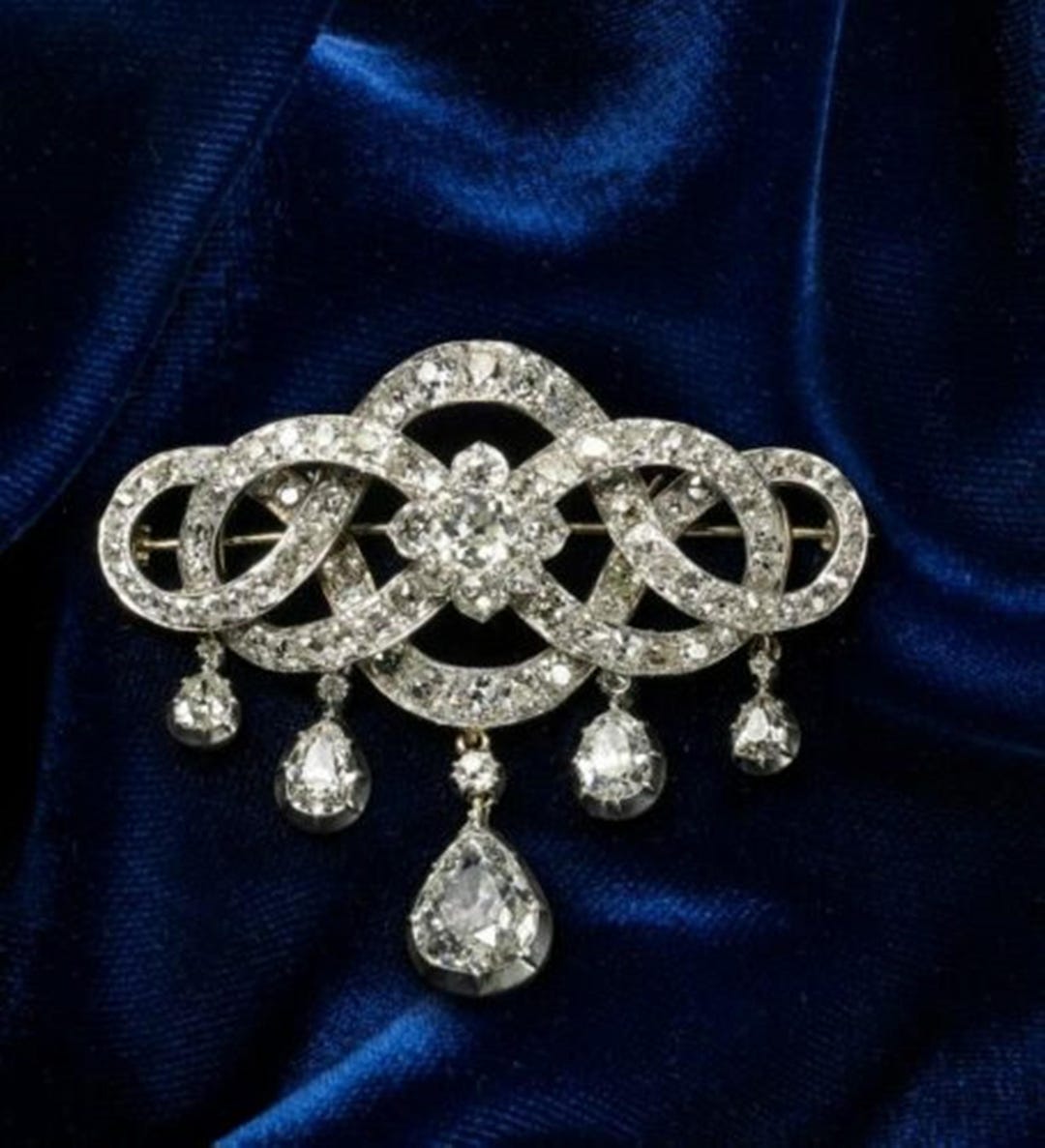 Pear Bow Art Deco Intertwined Ribbon Bow Brooch, Round & Pear CZ Stone Wedding ...