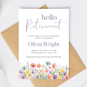 Retirement Party Invitation: Floral Theme Retirement Celebration Invite (Canva Template, Digital Download)