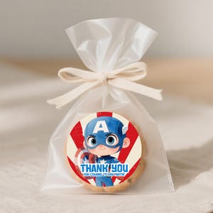 Superhelden-Aufkleber: Kindergeburtstagsparty-Aufkleber (Canva Template, Instant Download)