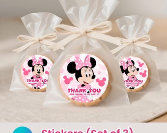 Oh Twodles Thank You Sticker: Minnie Mouse Party Favor (Canva Template, Instant Download)