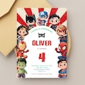Superhero Birthday Invitation: Editable Comic Party, Canva Template (Instant Download) product logo