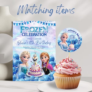 Personalized Frozen Party Sign for Girls on Etsy - Winter Wonderland Birthday Decor – A custom Frozen welcome sign with a princess theme, displayed at a themed birthday party, adding a magical touch to the celebration.