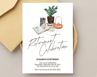 Plantilla elegante de invitación para fiesta de jubilación (descarga instantánea)