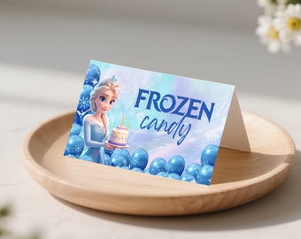 Frozen Party Food Labels: Kids Party Decoration (Canva Template, Instant Download)