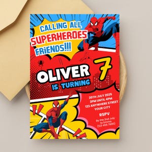 Spiderman Birthday Invitation, Editable Superhero Birthday Invitation, Spiderman Kids Invitation, Spidey Birthday Invite Digital Download