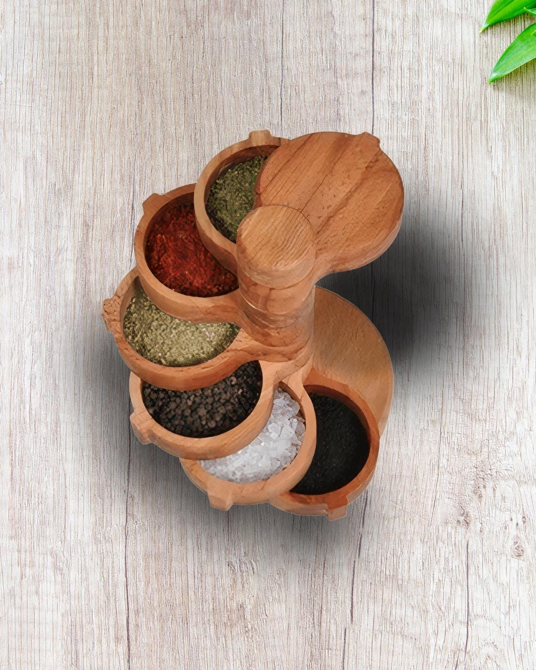 6-tier Rotating Wooden Spice Rack Kitchen Storage Solution, Spice ...