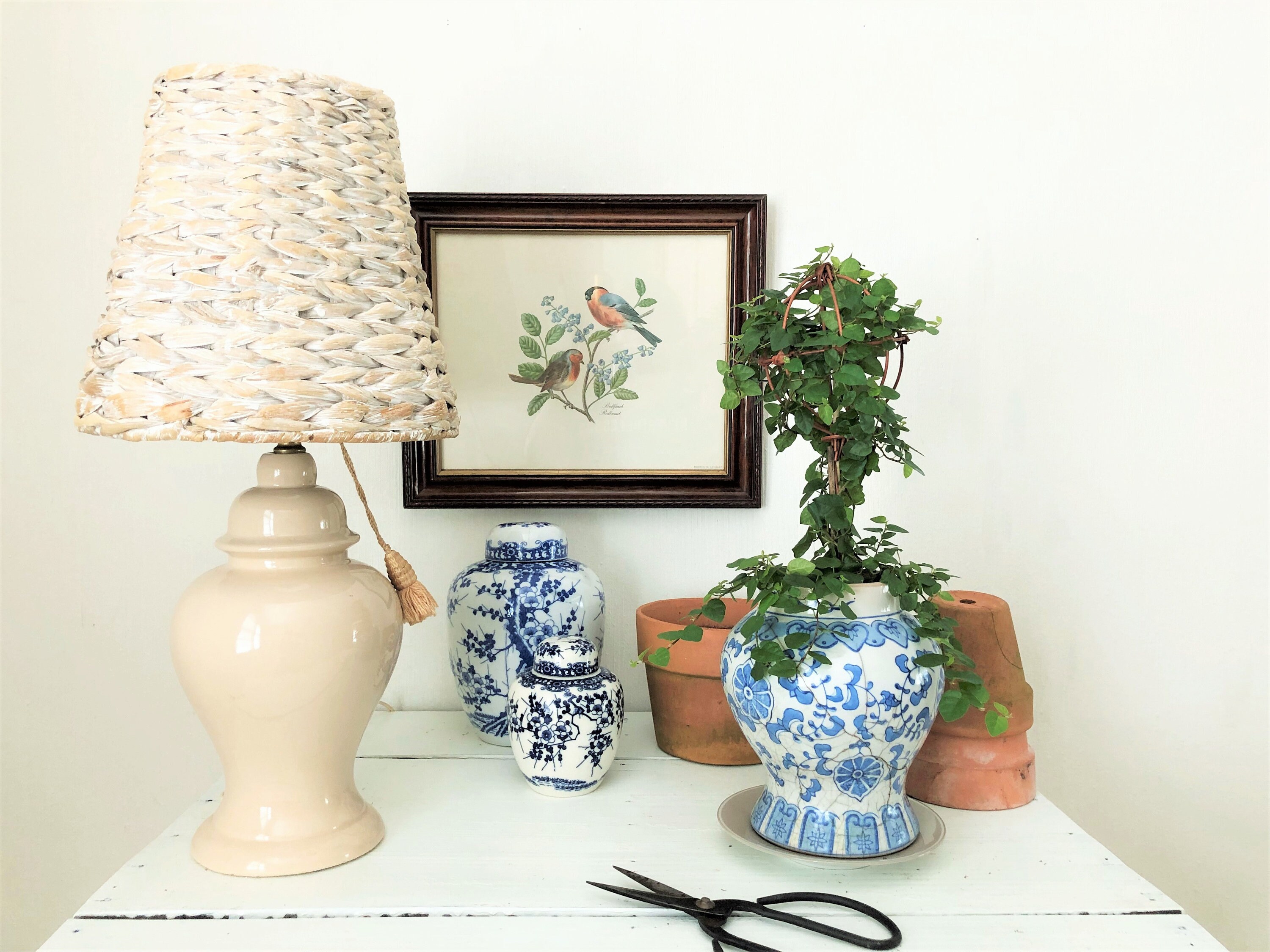 Small Beige Ginger Jar Lamp