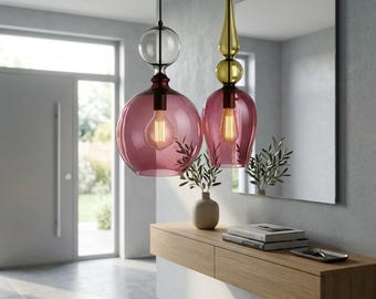 Lámpara colgante de vidrio soplado - Lámpara de techo - Luminarias - Isla de cocina - Lámparas de techo - Iluminación de araña