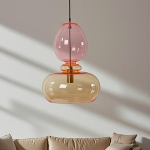 Custom Blown Glass Pendant Light | Kitchen Pendant Lights | Hanging Light | Glass Pendant Lamp | Ceiling Light | Pendant Lighting