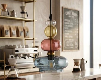 Lámpara colgante de vidrio soplado - Iluminación para islas de cocina - Luminarias - Lámparas de techo - Lámpara colgante vintage