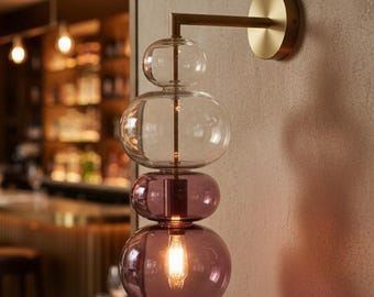 Wandlampe - Nachttischlampen - Einzigartige Glas Wandleuchte - Art Deco Leuchte aus Messing