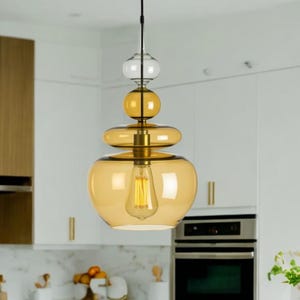Glass Pendant Light | Hand Blown Pendant Lamp | Handmade Pendant Light | Pendant Lights | Kitchen Island Light Fixture | Ceiling Lights