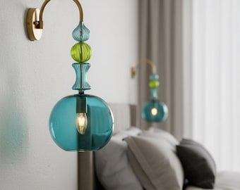 Clear Glass Wall Lamp - Decorative Sconce - Living Room Ambient Lighting - Hand Blown Lighting - Wall Mounted Lighting - Dining Room Light