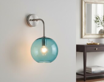 Blown Glass Wall Sconce | Handmade Wall Light | Art Glass Sconce | Decorative Glass Light | Wall Mounted Lighting | Bedroom Wall Lamp