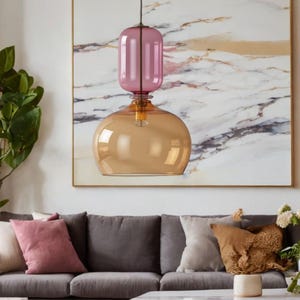 Glass Ceiling Light | Pendant Lights for Kitchen Island | Blown Glass Pendant Light | Pendant Lighting | Hanging Lamp | Dining Room Lights