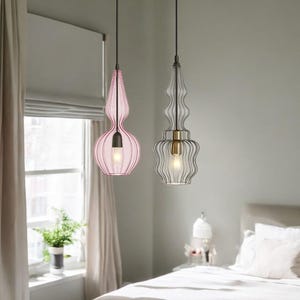 Hand Blown Glass Pendant Light | Chandelier Pendant Lights | Glass Ceiling Light Fixture | Kitchen Island Lighting | Bedroom Pendant Lamp