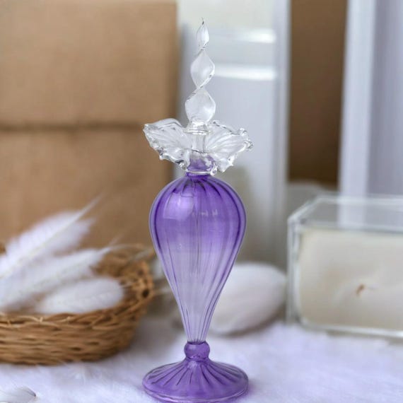 エジプトの紫ガラス香水瓶（ツイストストッパー付き） - 詰め替え可能